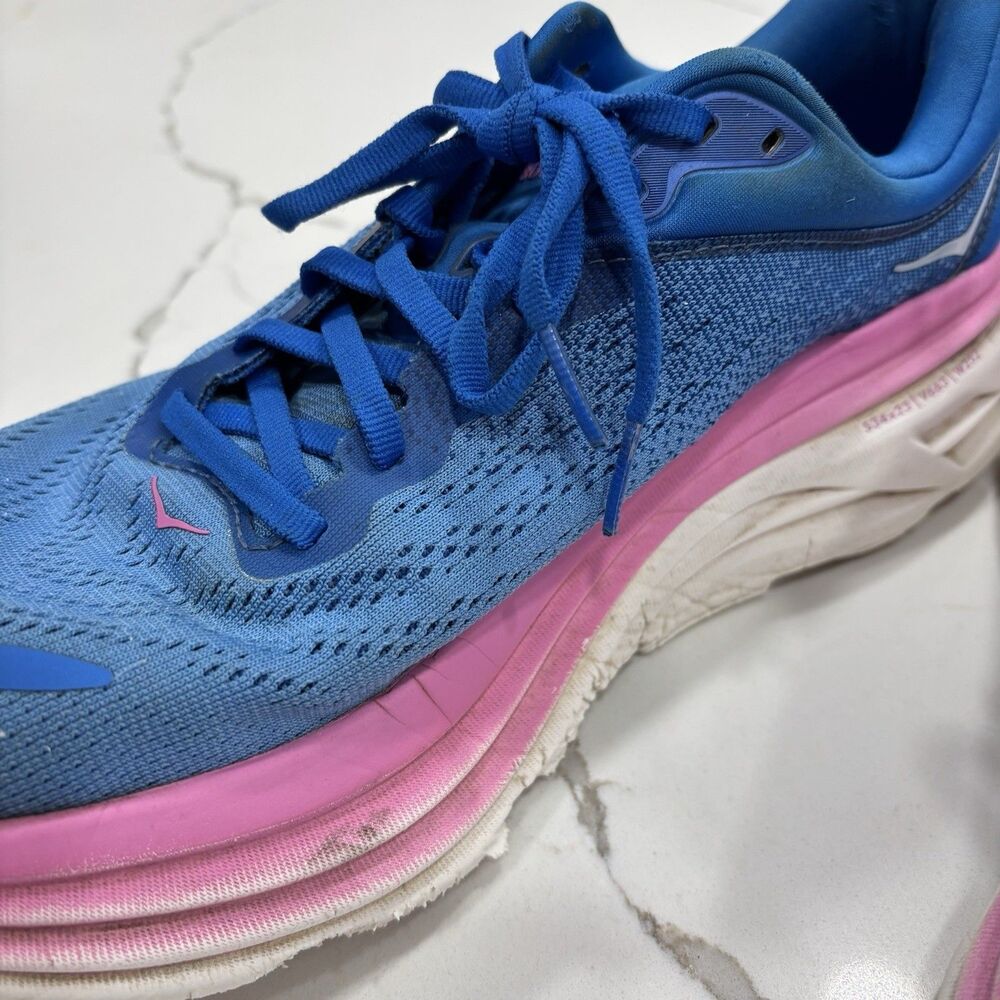 Hoka Bondi 8 Shoes Womens Size 10 Blue Pink Running Athletic Cushioned Sneakers - Picture 3 of 9